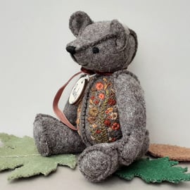 Teddy bear, embroidered artist bear, one of a kind collectable by Bearlescent 