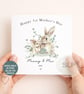 Personalised 1st Mother's Day Card Bunny Mummy & Baby Custom First Mother's Day 