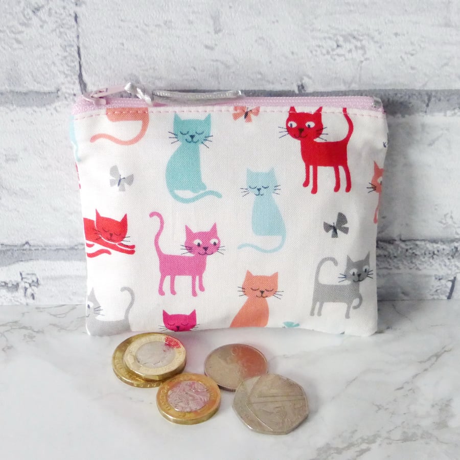 Zipped coin purse, cats