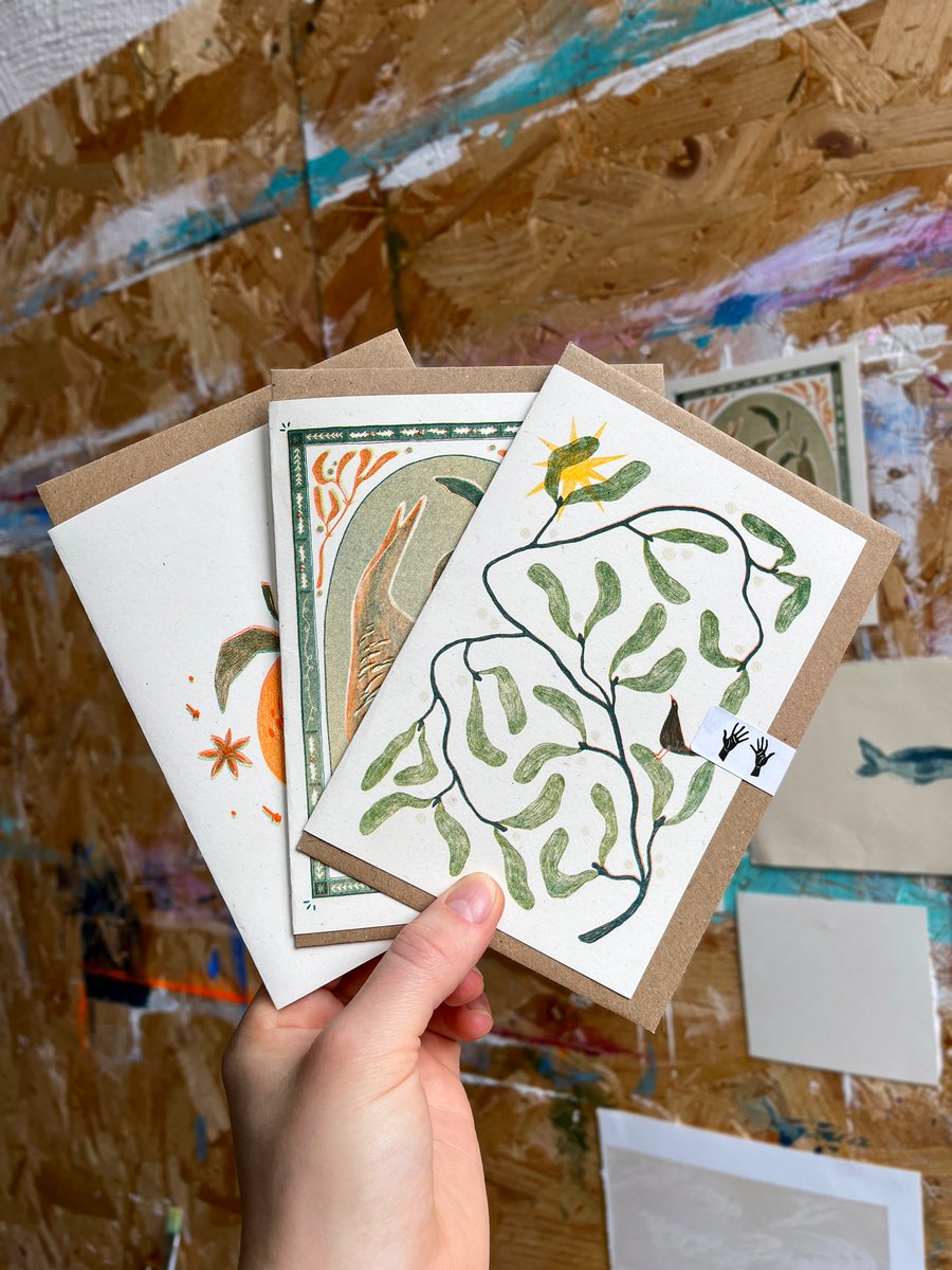 Seasonal Risograph Cards - pack of 3