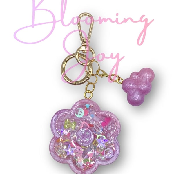 Handmade Shaker Keychain - 'Blooming Joy' with Detachable Cloud Pendant
