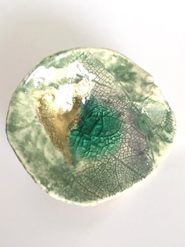 Green Porcelain Leaf Brooch