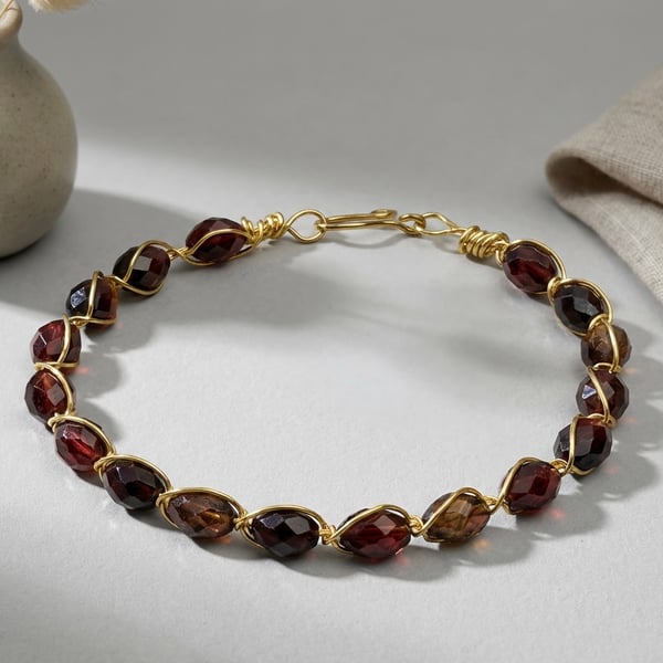 Tigers Eye Wire Wrapped Bracelet