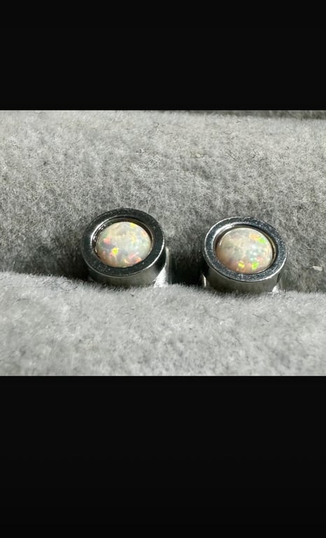 Blush Opal 4mm Stainless Steel Handmade Hypoallergenic Stud Earrings 