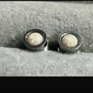 Blush Opal 4mm Stainless Steel Handmade Hypoallergenic Stud Earrings 