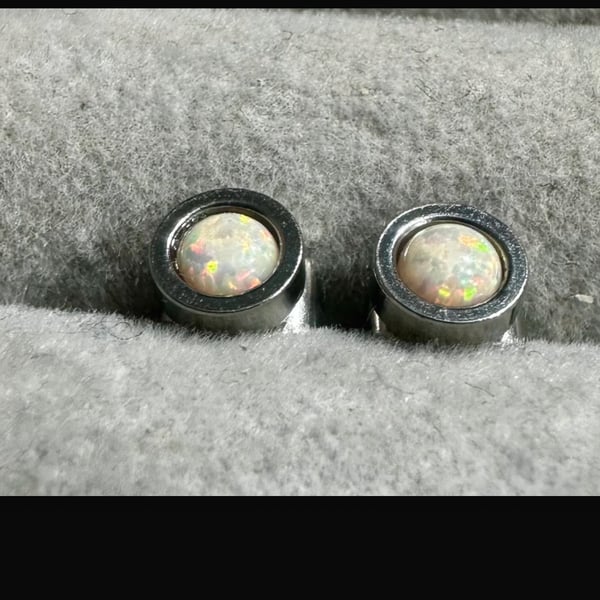 Blush Opal 4mm Stainless Steel Handmade Hypoallergenic Stud Earrings 