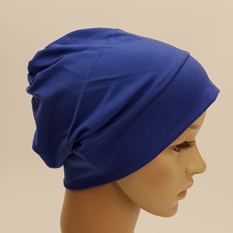 Royal blue lightweight chemo hat alopecia hair loss head wear surgical scrub cap