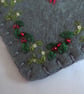 Hand Embroidered Holly & Mistletoe Wool Felt Heart Brooch, Christmas Brooch - Image 4