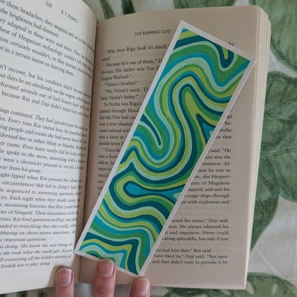 Handmade Green Swirl Bookmark