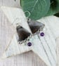 Earrings, Sterling Silver and Copper with Amethyst, Moonstone & Amazonite