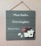 Handmade Wooden Garden Quote Plaque – Flower Pots, Bird & Floral Wall  - Image 1