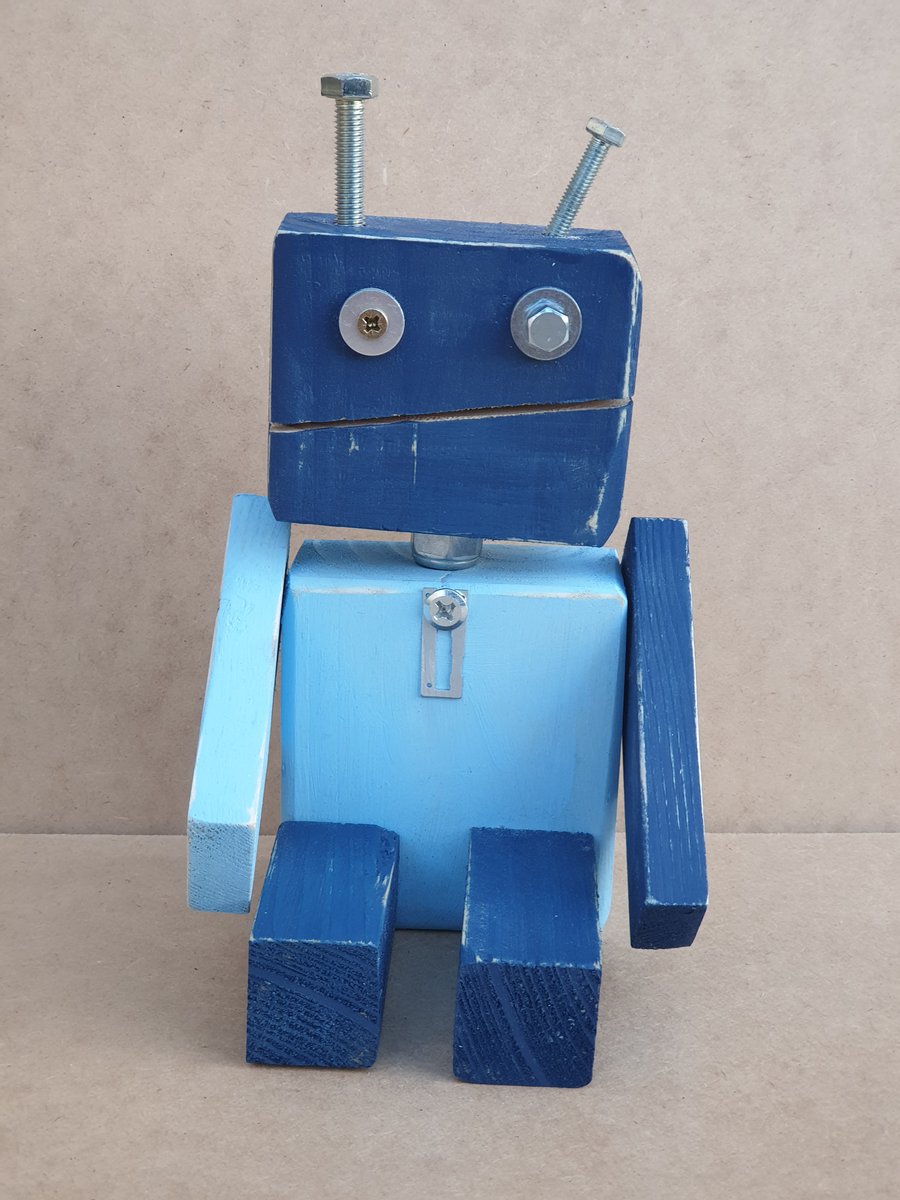 ScrapBots - Big Bob. Ornamental Robot made from reclaimed Wood and fixings