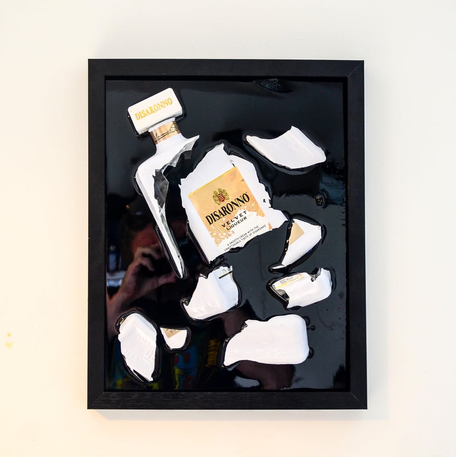 Disaronno Velvet Broken Bottle Art. Resin Art. Bottle Art. Framed Art. Original 