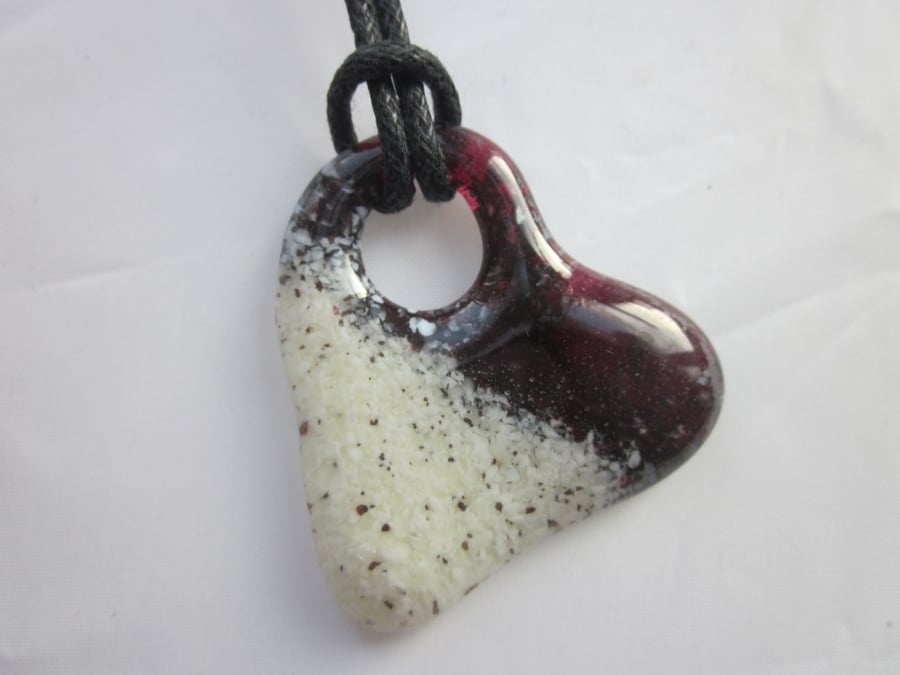 Handmade cast glass pendant - bleeding heart 