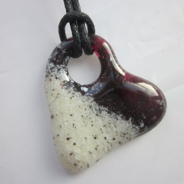 Handmade cast glass pendant - bleeding heart 