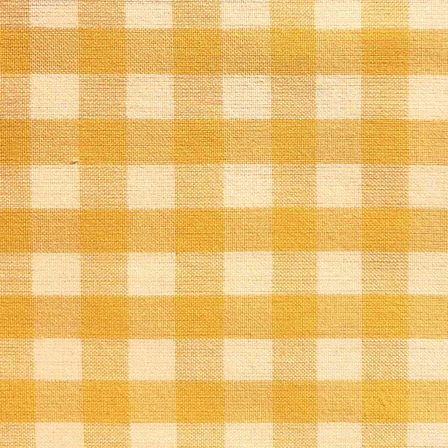 Yellow Gingham Linen-Cotton Fabric, Medium Weight, by the metre
