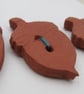 3 Woodgrain Acorn Terracotta Ceramic Buttons - Image 3