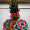 crochet flower mandala coasters