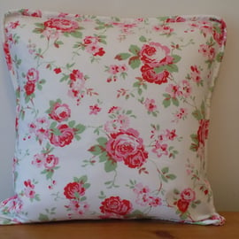 Cath Kidston White 'Rosali' Cushion Cover, Floral Throw Pillow, Piped, 16", 18"