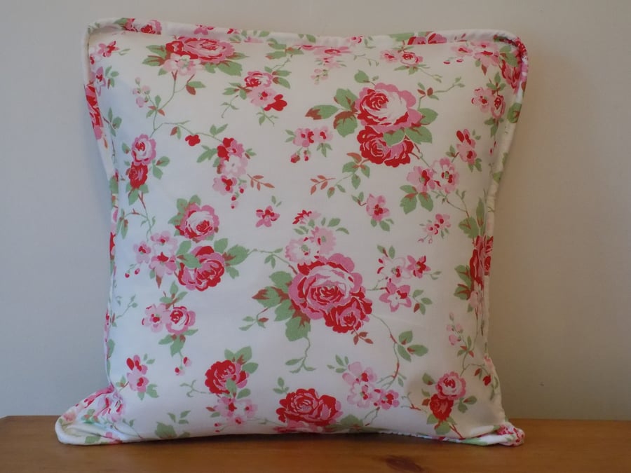 Cath Kidston White 'Rosali' Cushion Cover, Floral Throw Pillow, Piped, 16", 18"