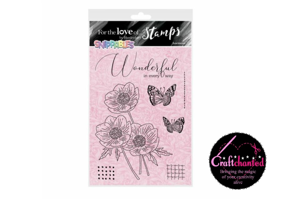 For The Love Of Stamps Moonstone Snippables Floral Favourites Anemone A5 Stamp