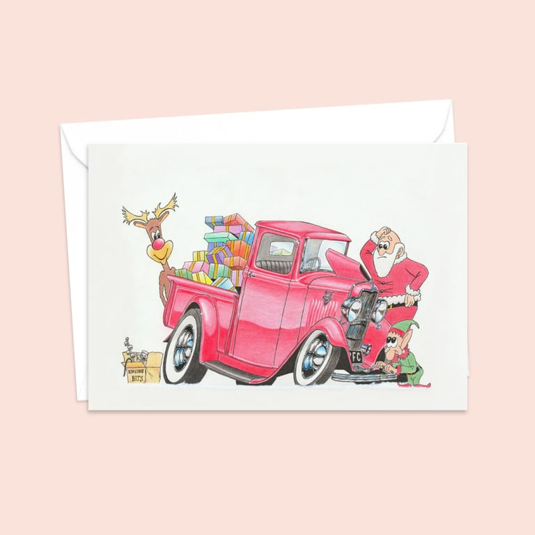 Funny Santa Christmas Card: Father Christmas and his Little Helpers (602)