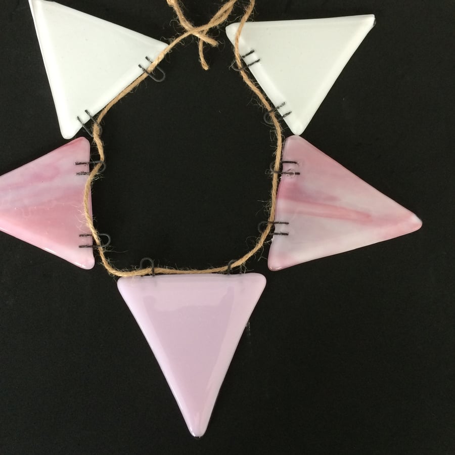 Fused glass bunting. Pinks and white or Blues and white. State which colour requ