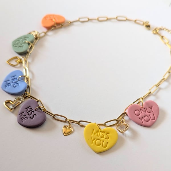 Love heart sweets charm necklace 
