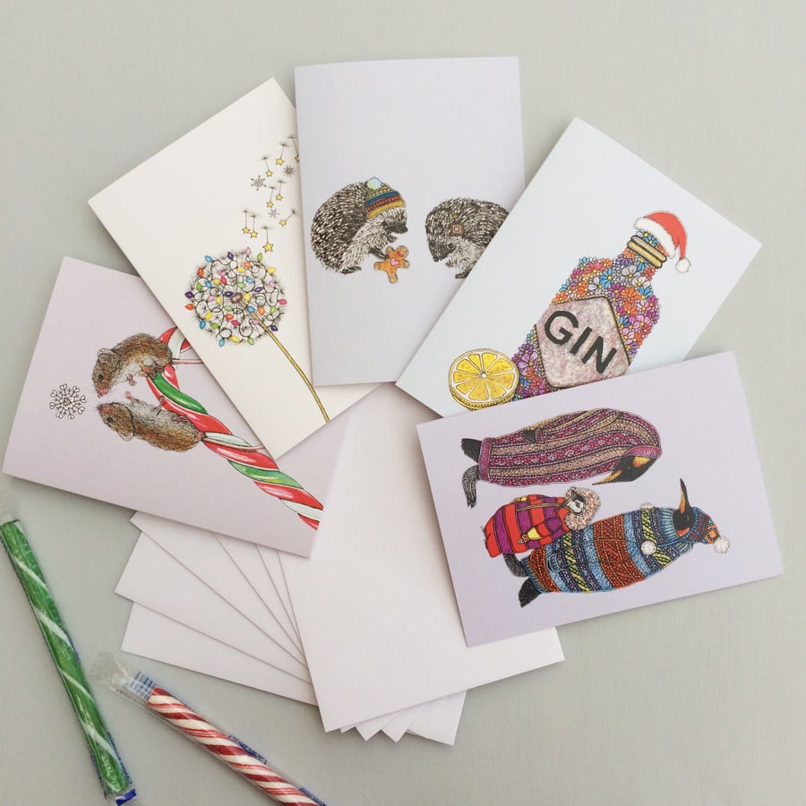 Mixed pack of 5 Christmas cards