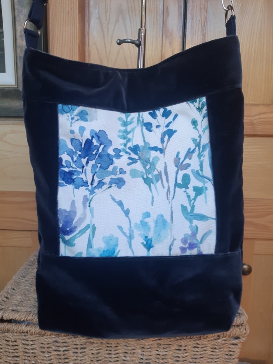 Dark blue and watercolour bag