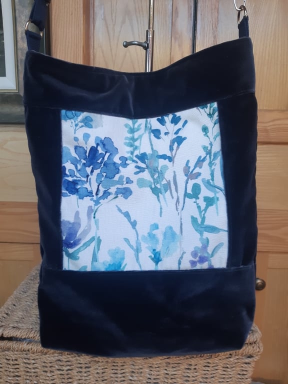 Dark blue and watercolour bag