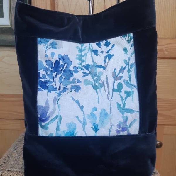 Dark blue and watercolour bag