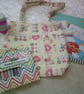 Teddy Bears on Bikes and Rollers Skates with Pink Hearts Fabric Bag - Image 5