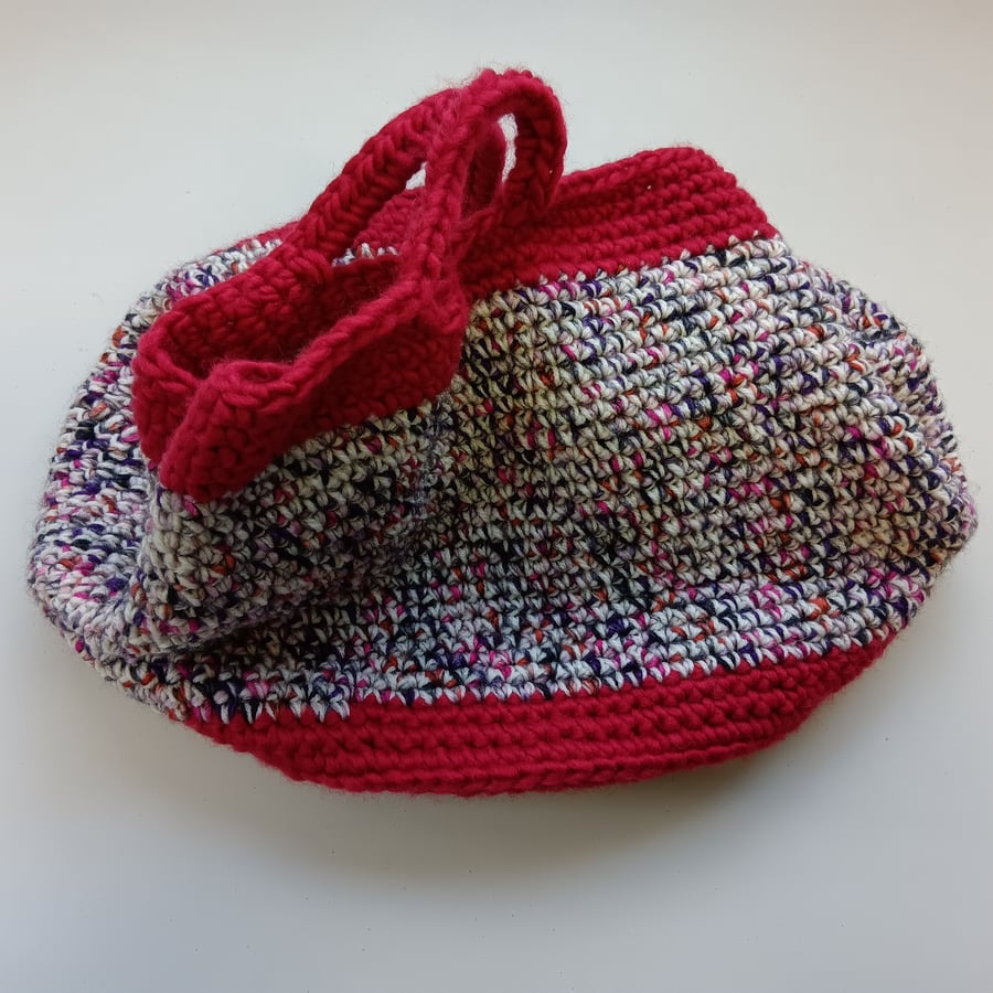 SOLD DPM Crochet Basket Bag (Festive Red) - holds so much!