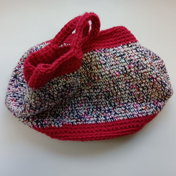 Crochet Basket Bag (Festive Red) - holds so much!