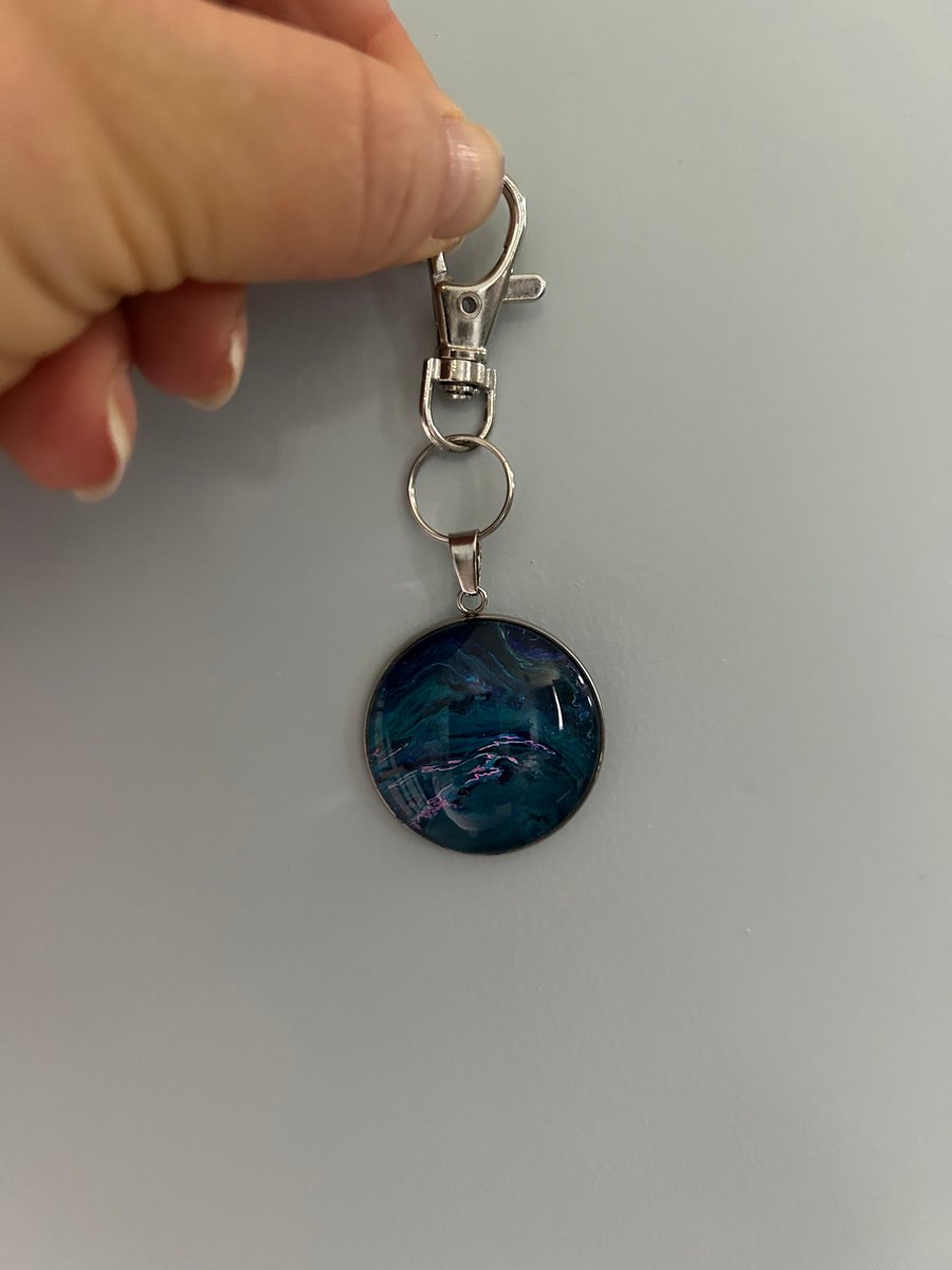 Hand-painted stainless steel keyring