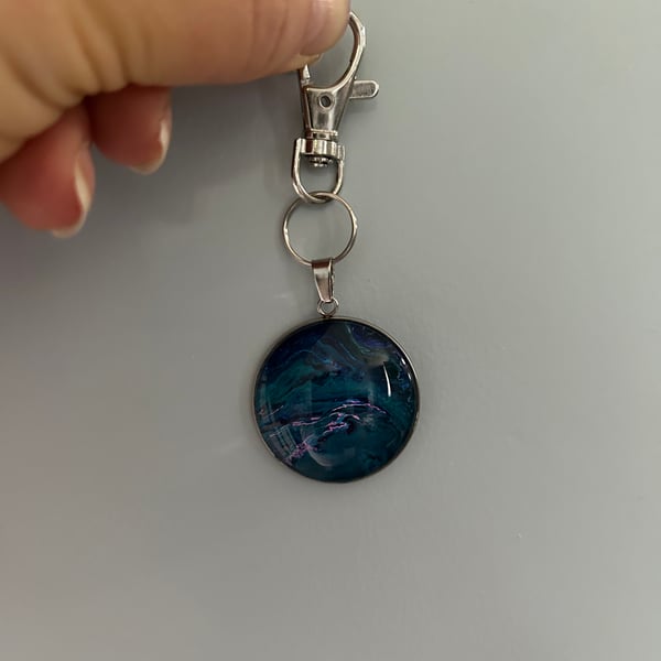 Hand-painted stainless steel keyring