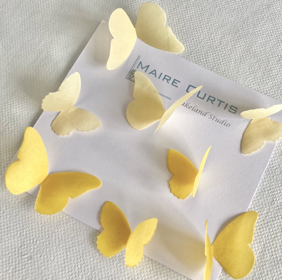Hand Crafted Silk satin Butterflies in shades of yellow