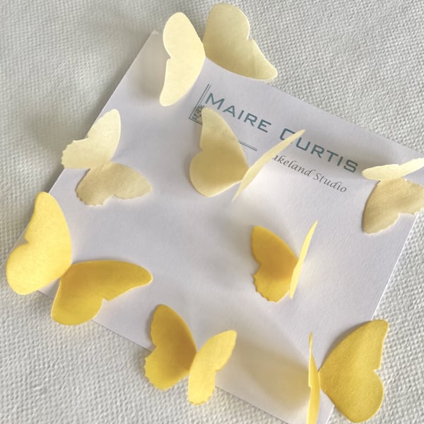 Hand Crafted Silk satin Butterflies in shades of yellow