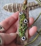 Woodland Fungi Necklace, Clay Puffballs and Moss Pendant, Green Witch Jewellery - Image 1