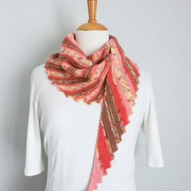 Hand Knit Scarf. Corals.