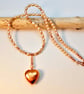 Freshwater Pearl Necklace, Copper Heart & Swarovski Crystals - Handmade In Devon - Image 6