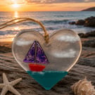Handcrafted Fused Glass 6cm Mini Hanging Heart 