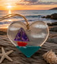 Handcrafted Fused Glass 6cm Mini Hanging Heart 