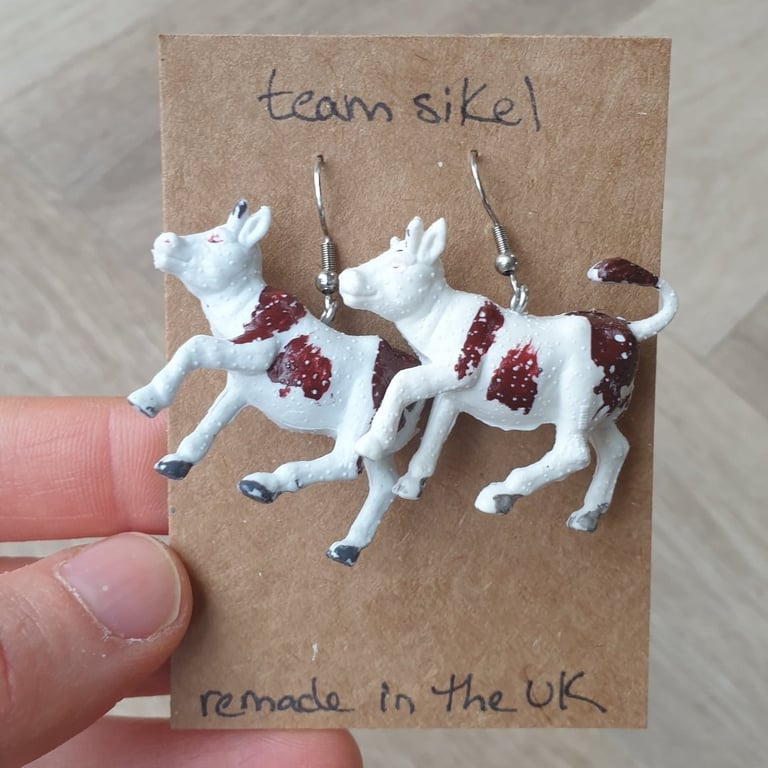 Happy Cow Earrings - Upcycled Vintage Toys