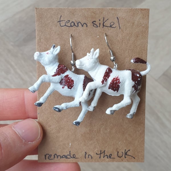 Happy Cow Earrings - Upcycled Vintage Toys