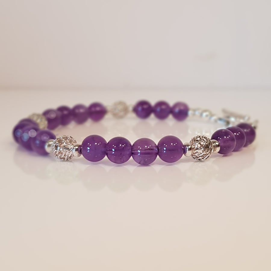 Amethyst and Starling Silver Bracelet