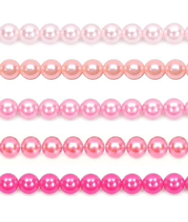 6mm 8mm Pink Glass Pearl Beads, for Jewellery Making, Wedding Bridal Pearls
