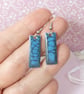 Small deep blue dangle earrings, lightweight colourful minimalist earrings