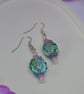 Murano Style Pink and Blue Floral Earrings - Image 5